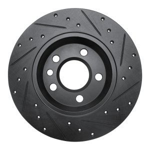 Volkswagen EuroVan Brake Rotor (1) - Rear Left - R1 Concepts - Drilled & Slotted - Black - `01-`03